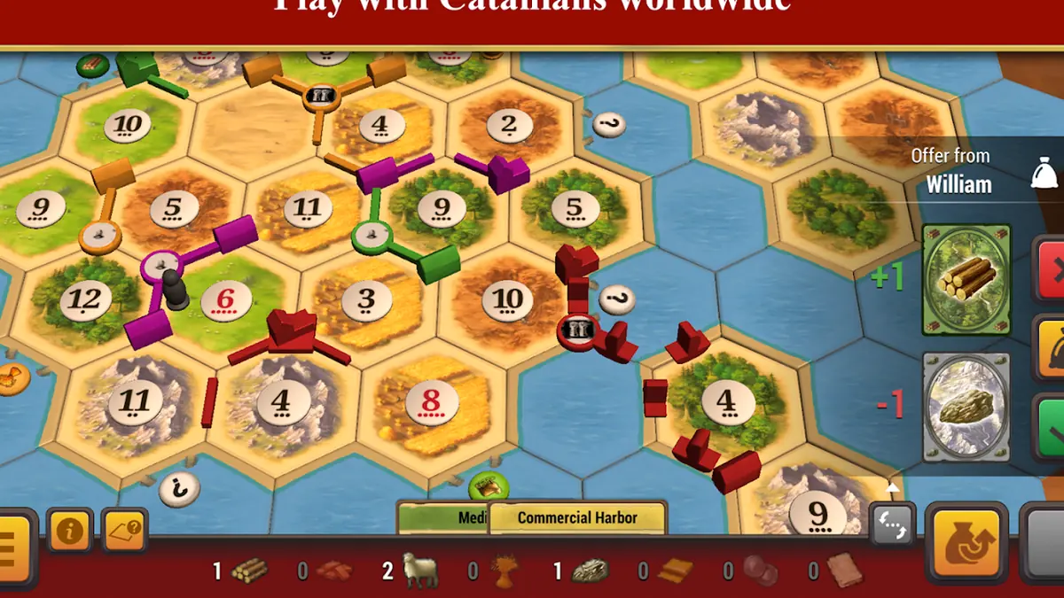 Trading interface in Catan Universe