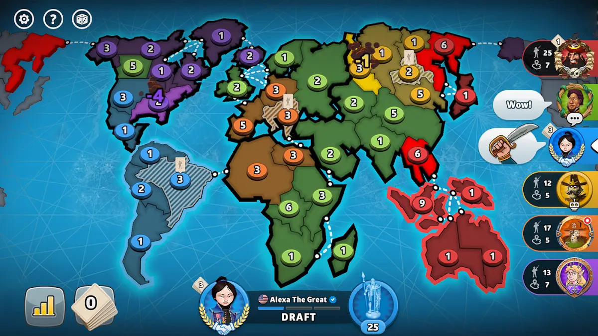 World map with armies in Risk: Global Domination